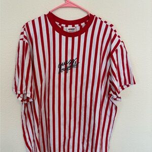 Guess Red and White Striped Tee